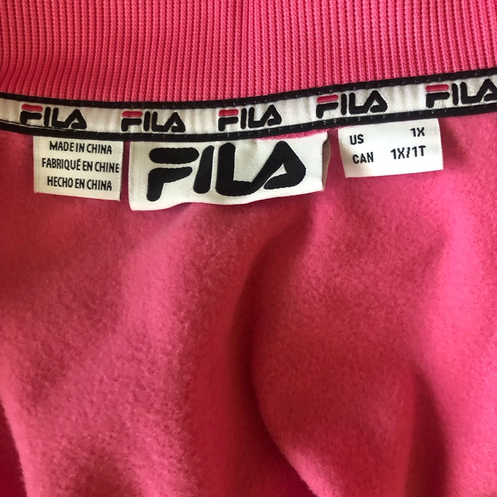 NWT FILA Track Jacket Pink w/White Side Arm Stripe Plus Size 1X Retro Streetware - Picture 9 of 9